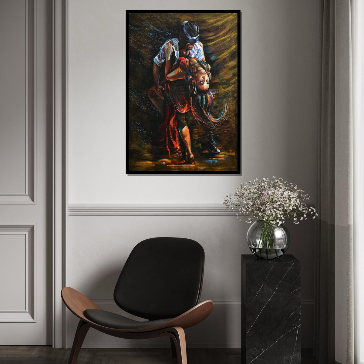 Passionate Dance Canvas, Tango Wall Art, Colorful Dancing Couple, Wall Art Canvas Design, Ready To Hang Decoration