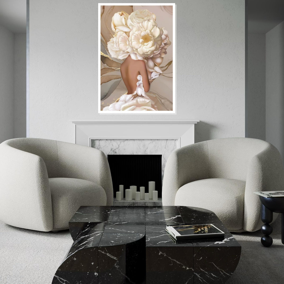 Floral Headpiece Elegance Canvas, Flower Woman Wall Art, Abstract Bloom Print, Wall Art Canvas Design, Ready to Hang Home Decor