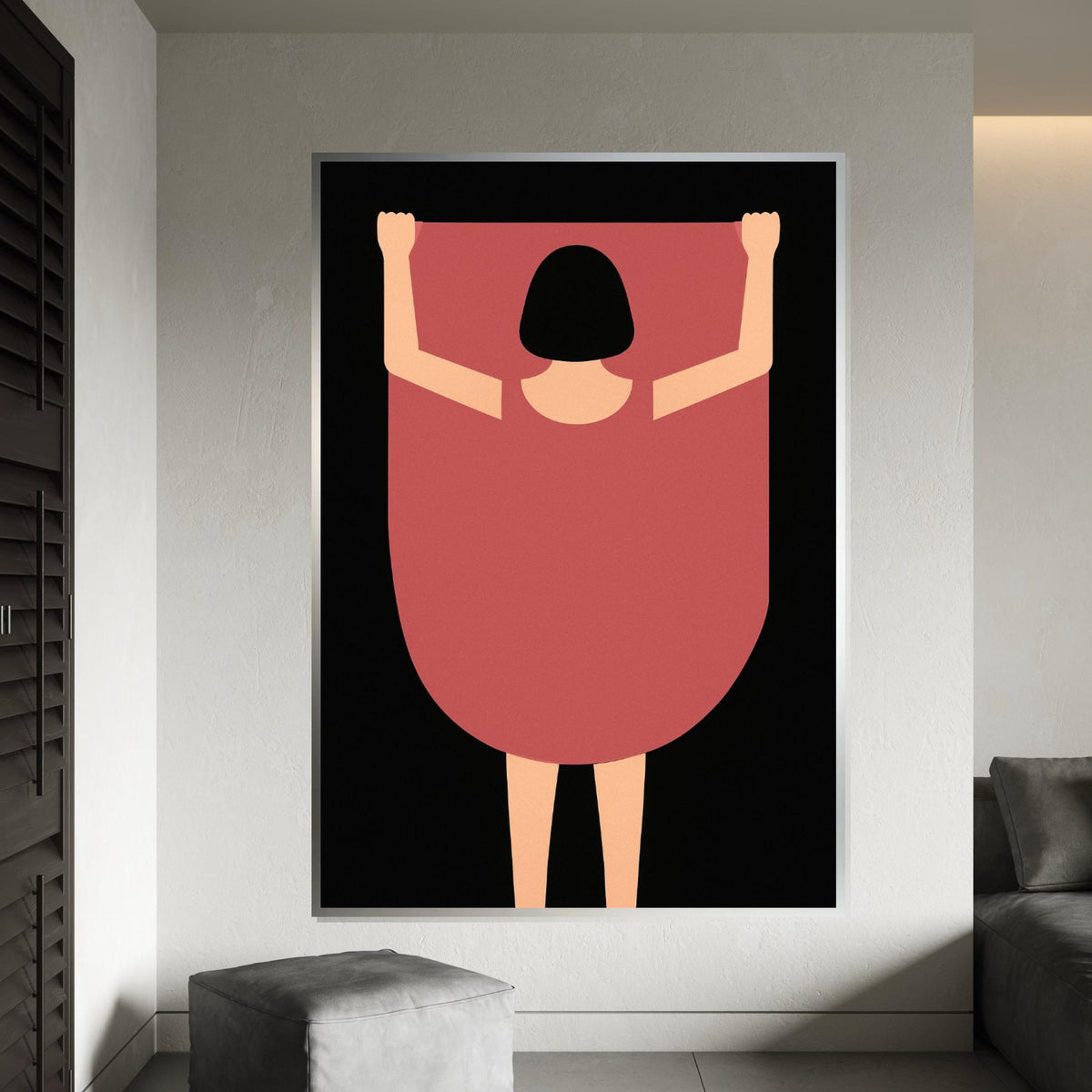 Abstract Woman Canvas Art, Simple Figure Print, Minimalist Wall Art Canvas Design, Modern Poster, Framed Canvas Ready to Hang
