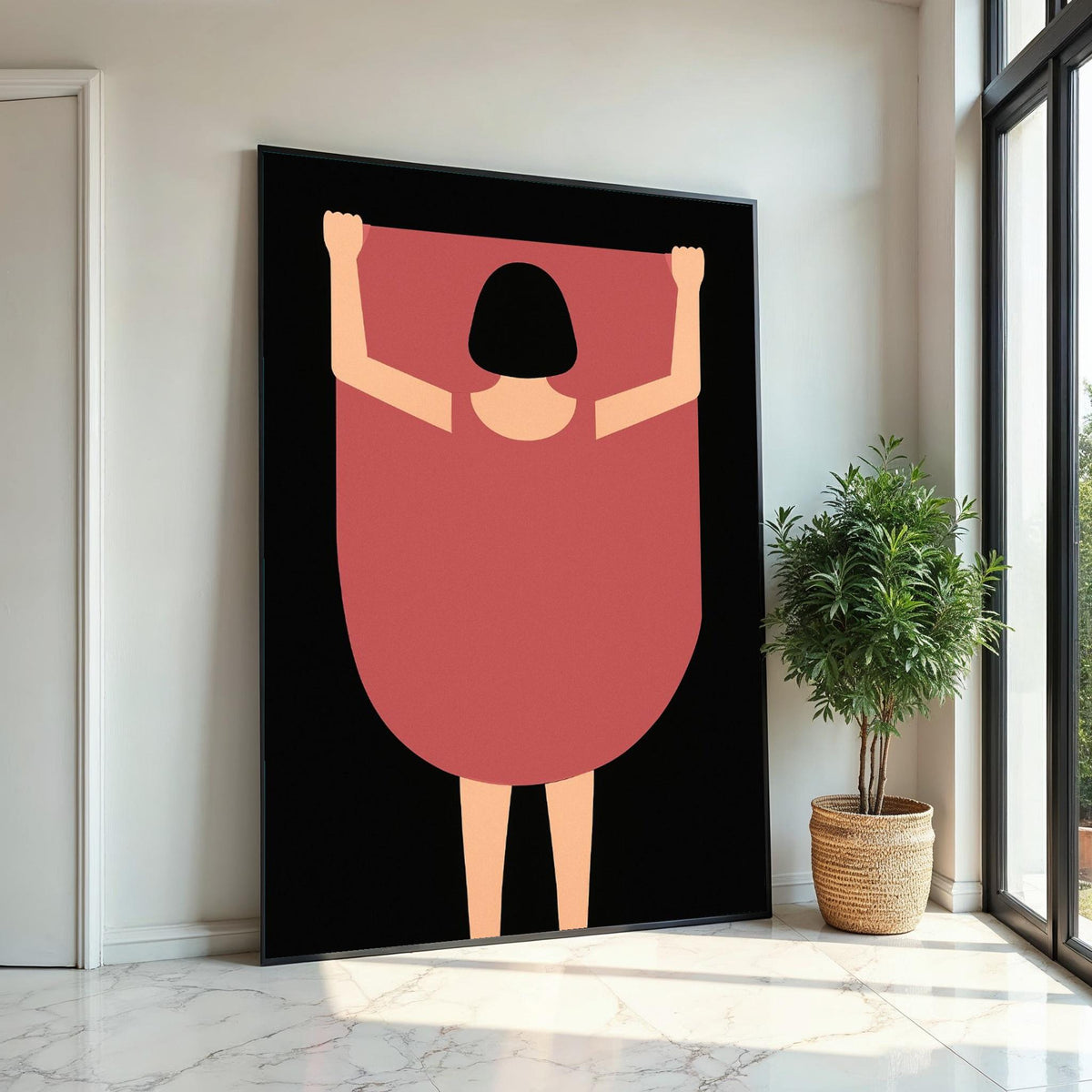 Abstract Woman Canvas Art, Simple Figure Print, Minimalist Wall Art Canvas Design, Modern Poster, Framed Canvas Ready to Hang