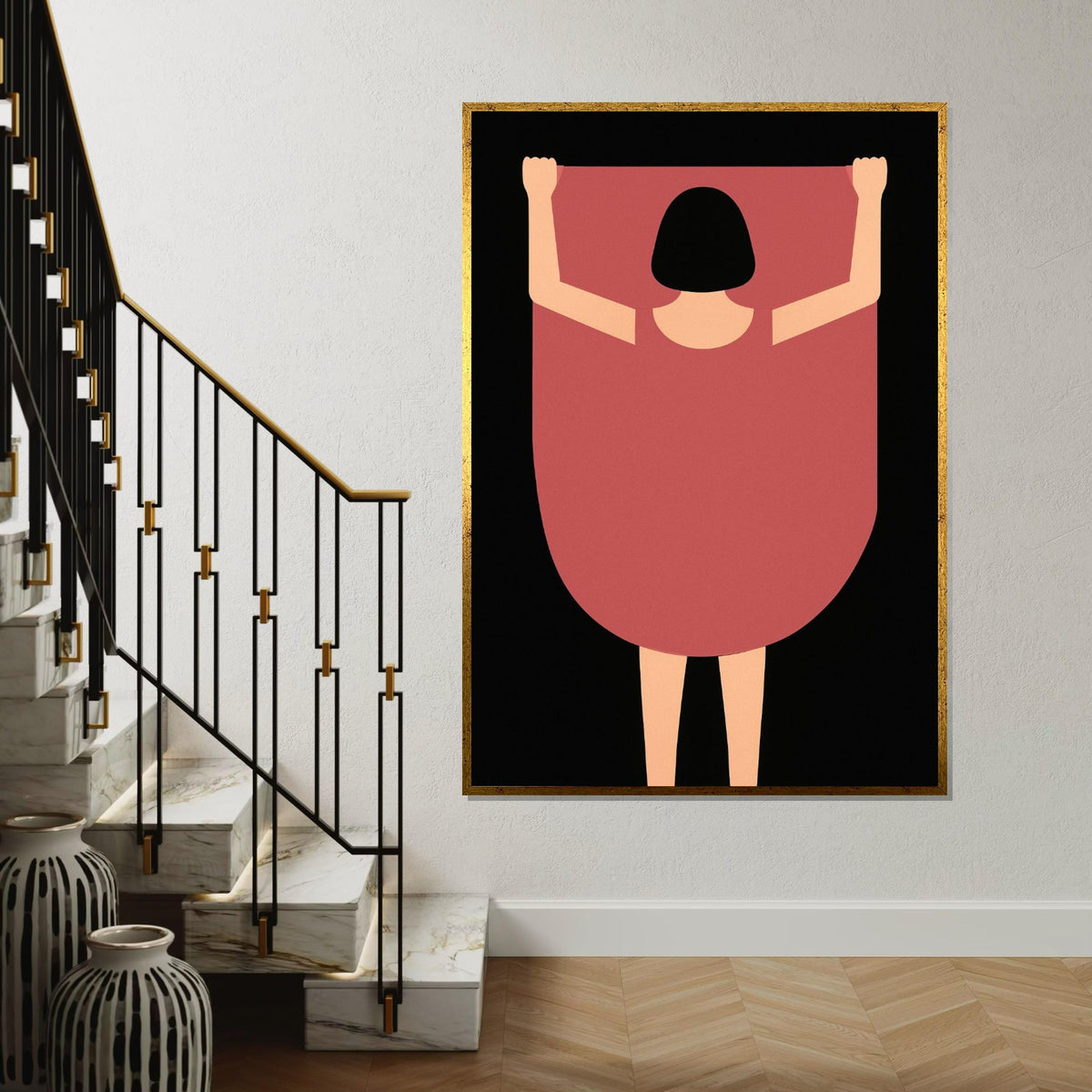 Abstract Woman Canvas Art, Simple Figure Print, Minimalist Wall Art Canvas Design, Modern Poster, Framed Canvas Ready to Hang