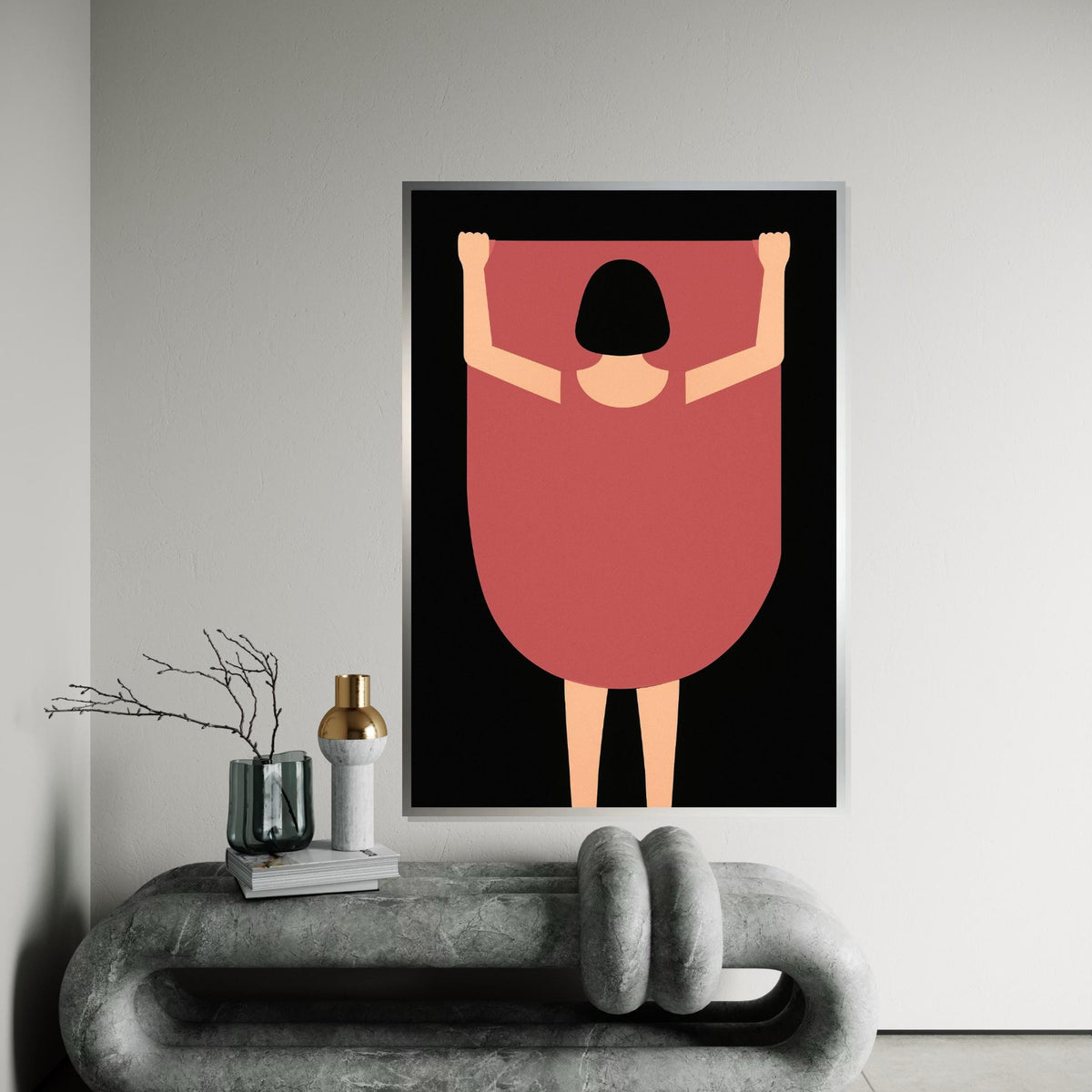 Abstract Woman Canvas Art, Simple Figure Print, Minimalist Wall Art Canvas Design, Modern Poster, Framed Canvas Ready to Hang