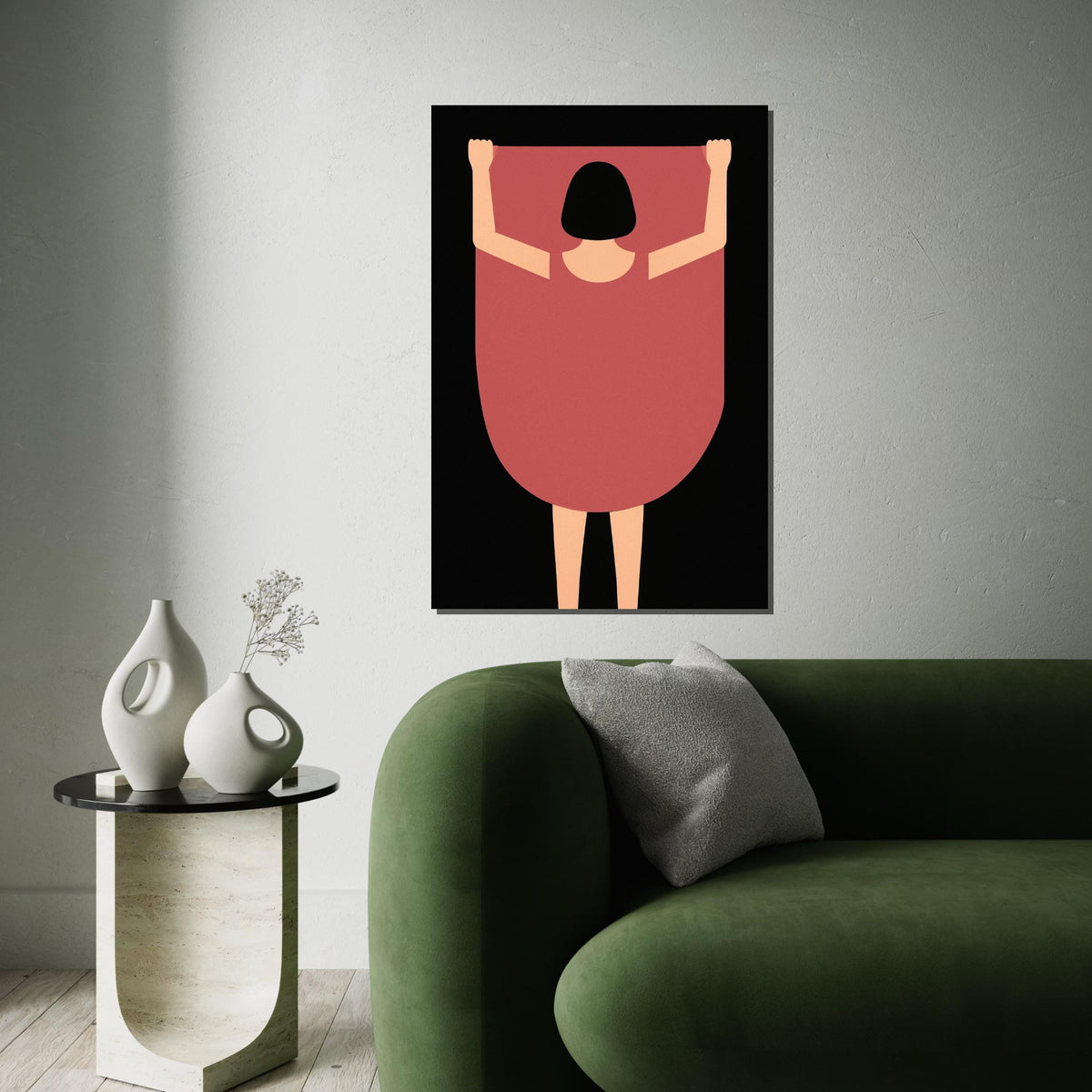 Abstract Woman Canvas Art, Simple Figure Print, Minimalist Wall Art Canvas Design, Modern Poster, Framed Canvas Ready to Hang