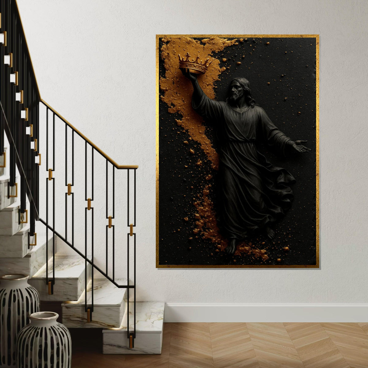 Divine Majesty Canvas, Jesus Art, Crown Wall Art, Religious Canvas Design, Spiritual Decor, Ready to Hang Inspirational Wall Piece
