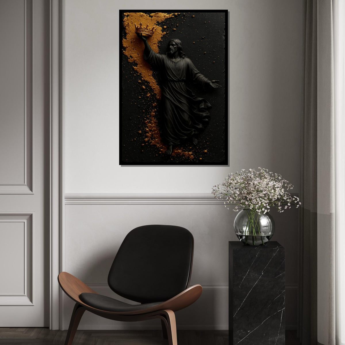 Divine Majesty Canvas, Jesus Art, Crown Wall Art, Religious Canvas Design, Spiritual Decor, Ready to Hang Inspirational Wall Piece