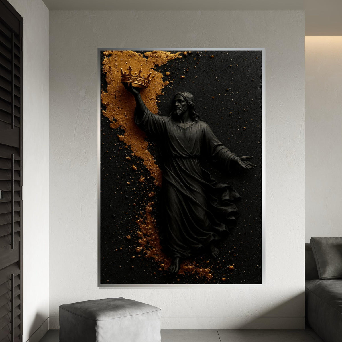Divine Majesty Canvas, Jesus Art, Crown Wall Art, Religious Canvas Design, Spiritual Decor, Ready to Hang Inspirational Wall Piece