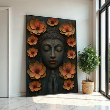 Buddha Flower Canvas, Lotus Blossom Art, Zen Meditation Decor, Buddha Wall Art Canvas Design, Ready To Hang, Spiritual Home Decor