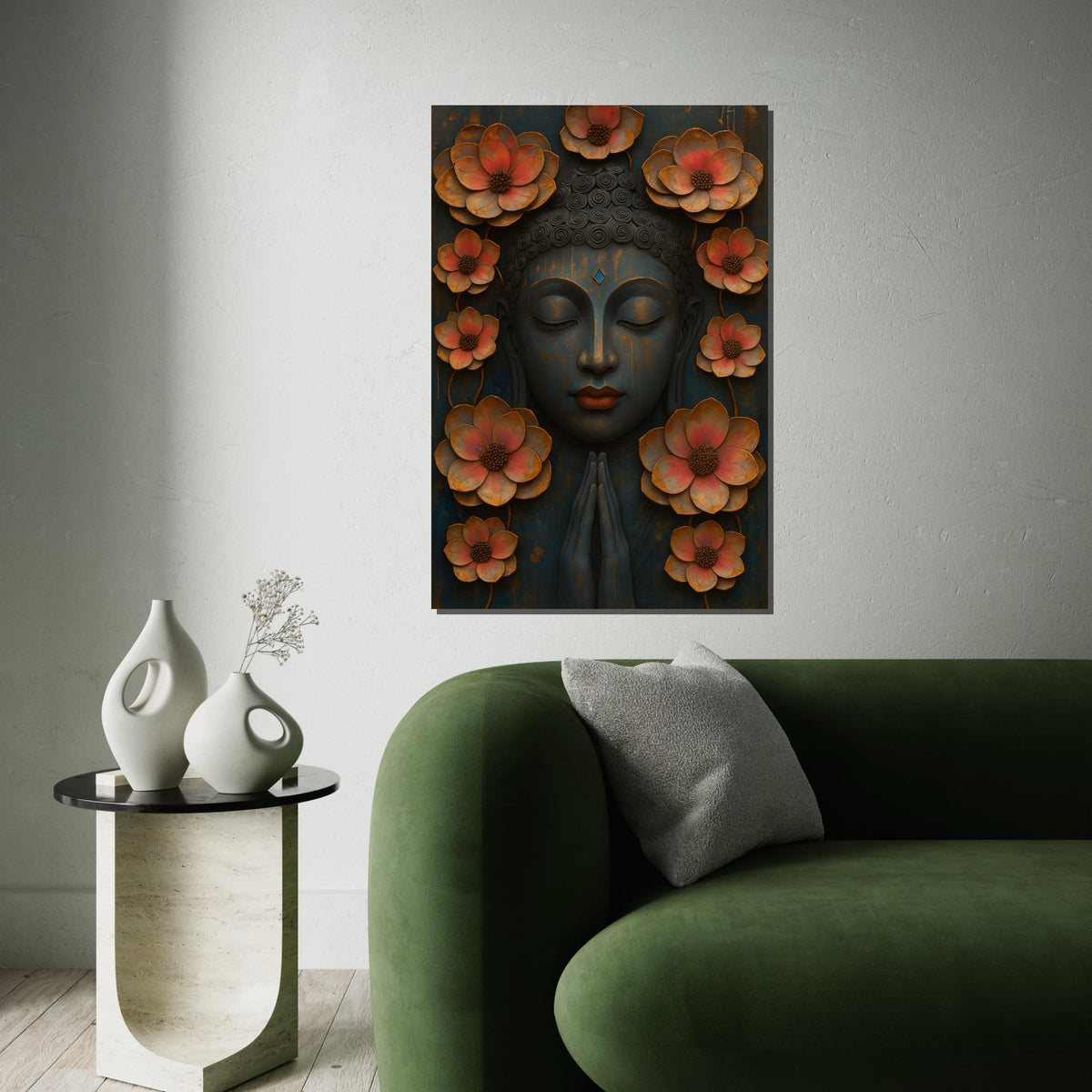 Buddha Flower Canvas, Lotus Blossom Art, Zen Meditation Decor, Buddha Wall Art Canvas Design, Ready To Hang, Spiritual Home Decor