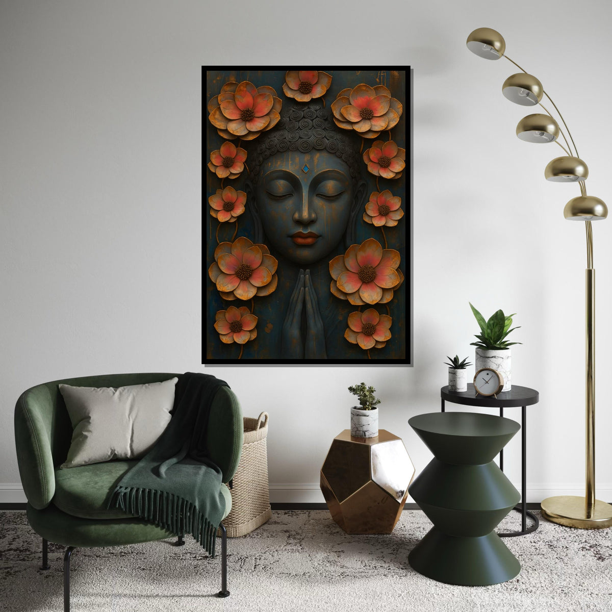 Buddha Flower Canvas, Lotus Blossom Art, Zen Meditation Decor, Buddha Wall Art Canvas Design, Ready To Hang, Spiritual Home Decor