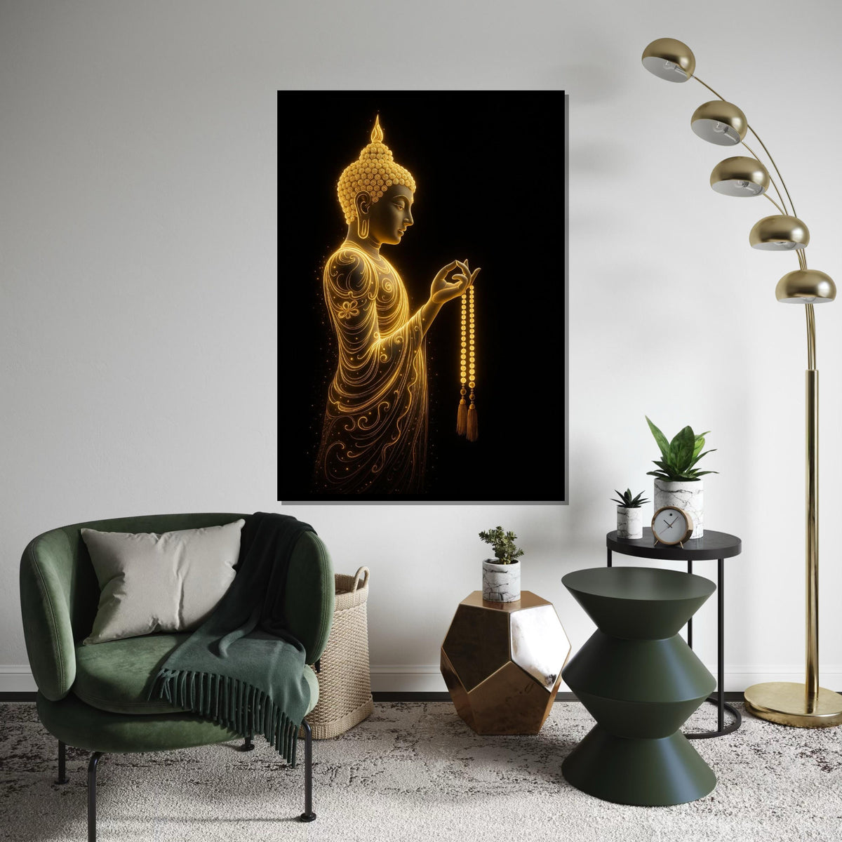 Golden Buddha Canvas, Buddha Art, Spiritual Wall Art, Meditation Decor, Wall Art Canvas Design, Ready to Hang Decoration