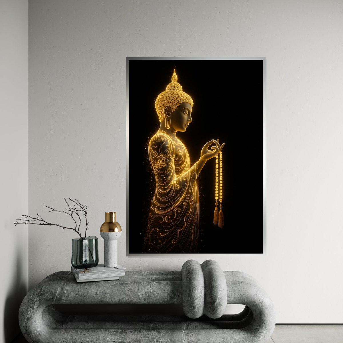 Golden Buddha Canvas, Buddha Art, Spiritual Wall Art, Meditation Decor, Wall Art Canvas Design, Ready to Hang Decoration