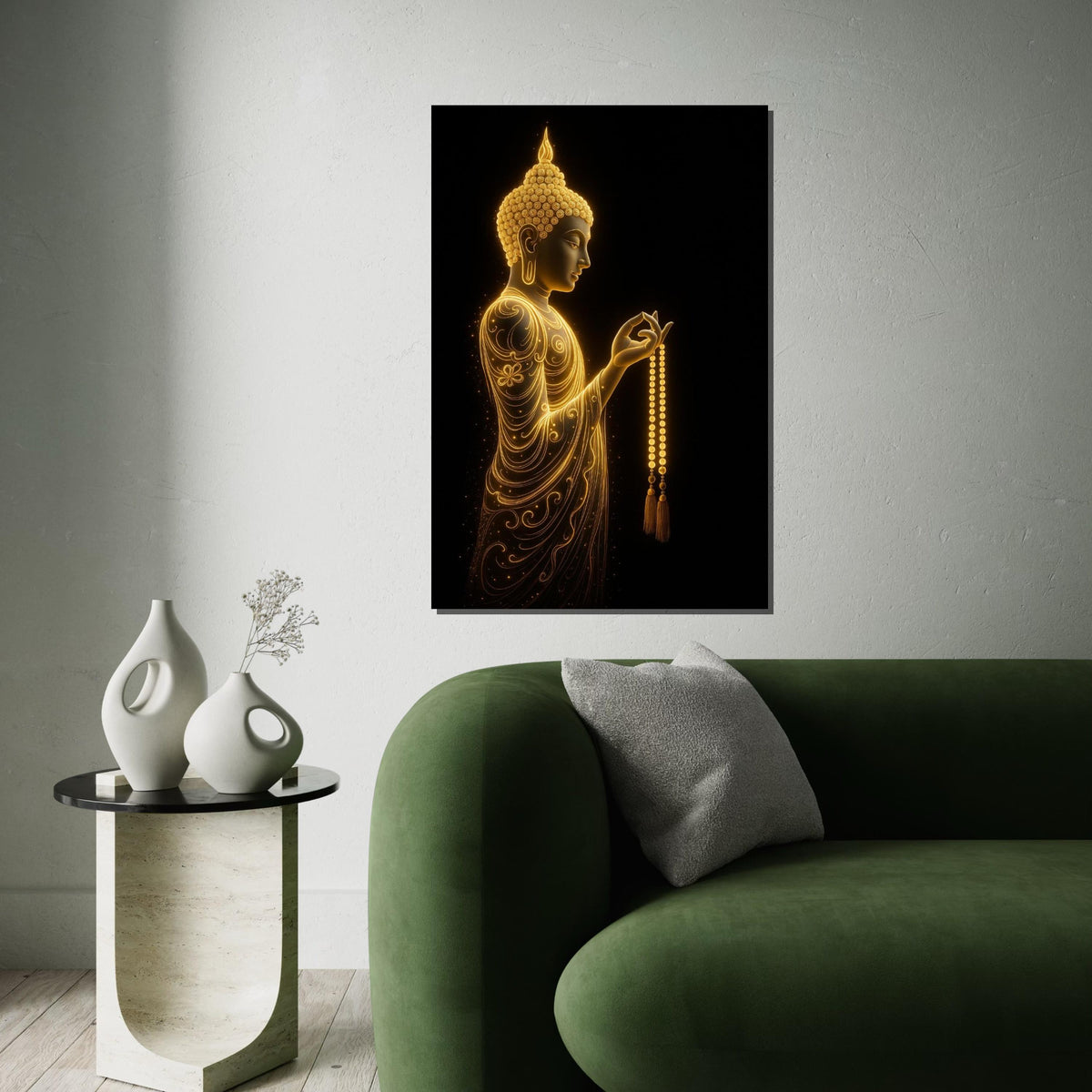 Golden Buddha Canvas, Buddha Art, Spiritual Wall Art, Meditation Decor, Wall Art Canvas Design, Ready to Hang Decoration