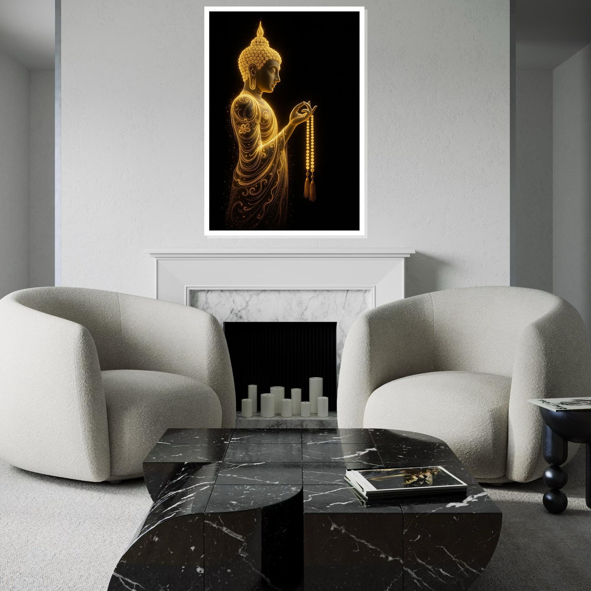 Golden Buddha Canvas, Buddha Art, Spiritual Wall Art, Meditation Decor, Wall Art Canvas Design, Ready to Hang Decoration