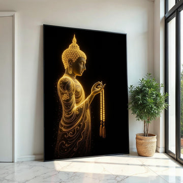 Golden Buddha Canvas, Buddha Art, Spiritual Wall Art, Meditation Decor, Wall Art Canvas Design, Ready to Hang Decoration
