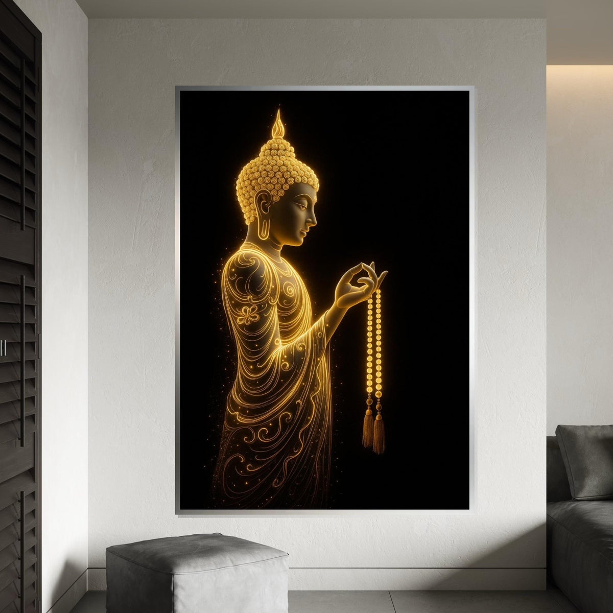 Golden Buddha Canvas, Buddha Art, Spiritual Wall Art, Meditation Decor, Wall Art Canvas Design, Ready to Hang Decoration