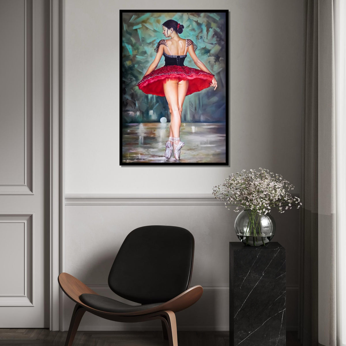 Elegant Ballerina Canvas, Dance Wall Art, Ballet Dancer Poster, Wall Art Canvas Design, Ready to Hang Home Decoration