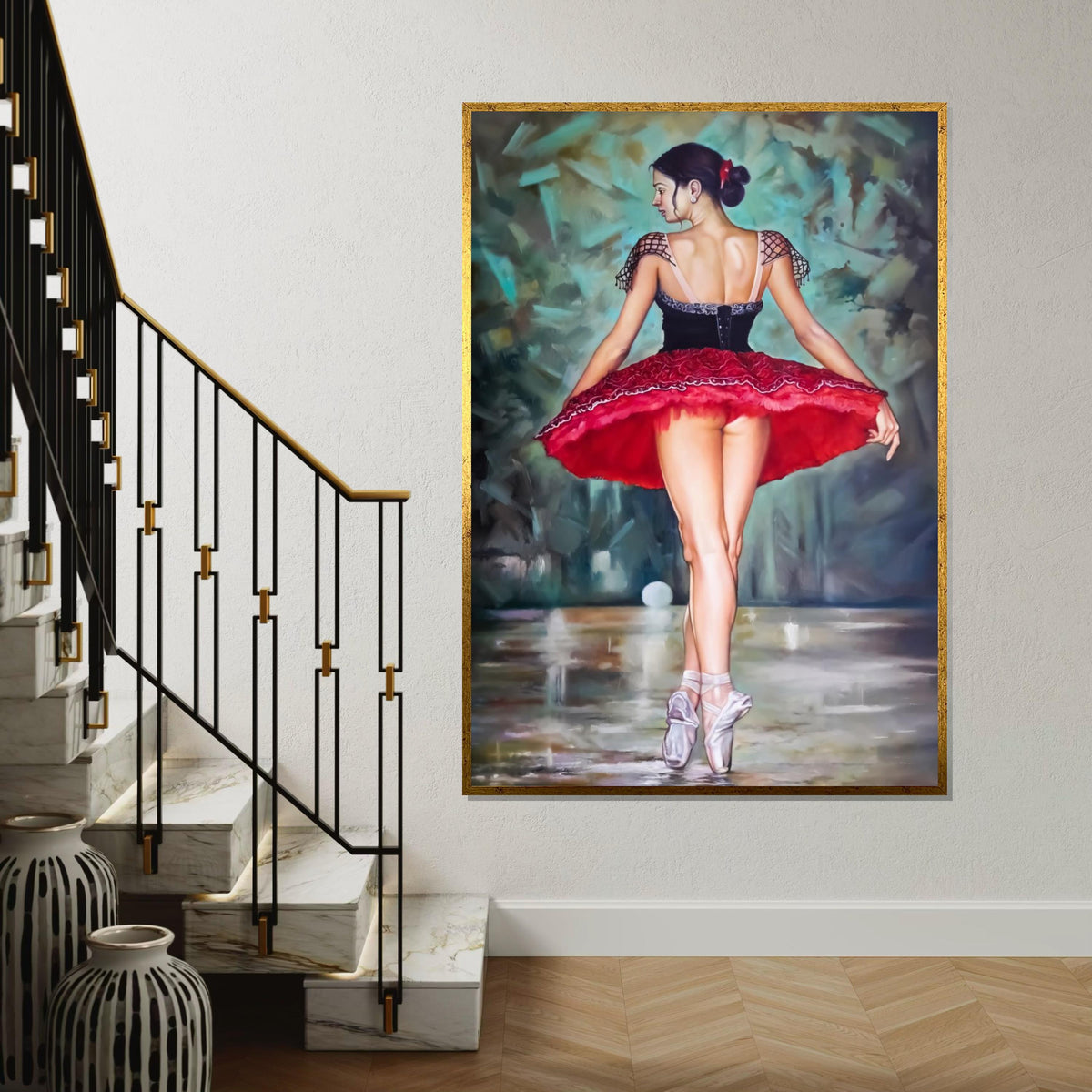 Elegant Ballerina Canvas, Dance Wall Art, Ballet Dancer Poster, Wall Art Canvas Design, Ready to Hang Home Decoration