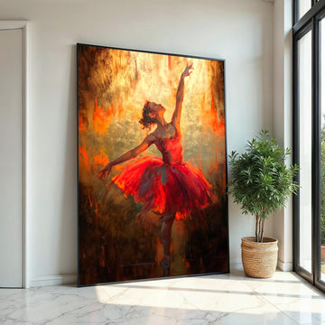 Elegant Ballerina Canvas, Dance Wall Art, Red Dress Ballet Print, Ballet Dancer Poster, Wall Art Canvas Design, Ready To Hang Decor