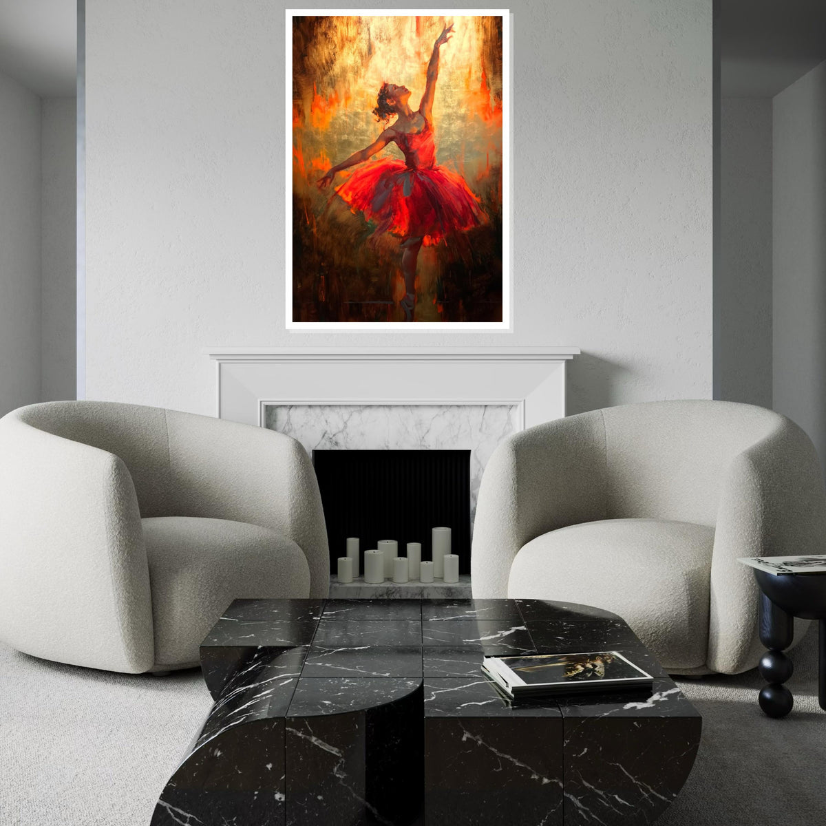 Elegant Ballerina Canvas, Dance Wall Art, Red Dress Ballet Print, Ballet Dancer Poster, Wall Art Canvas Design, Ready To Hang Decor