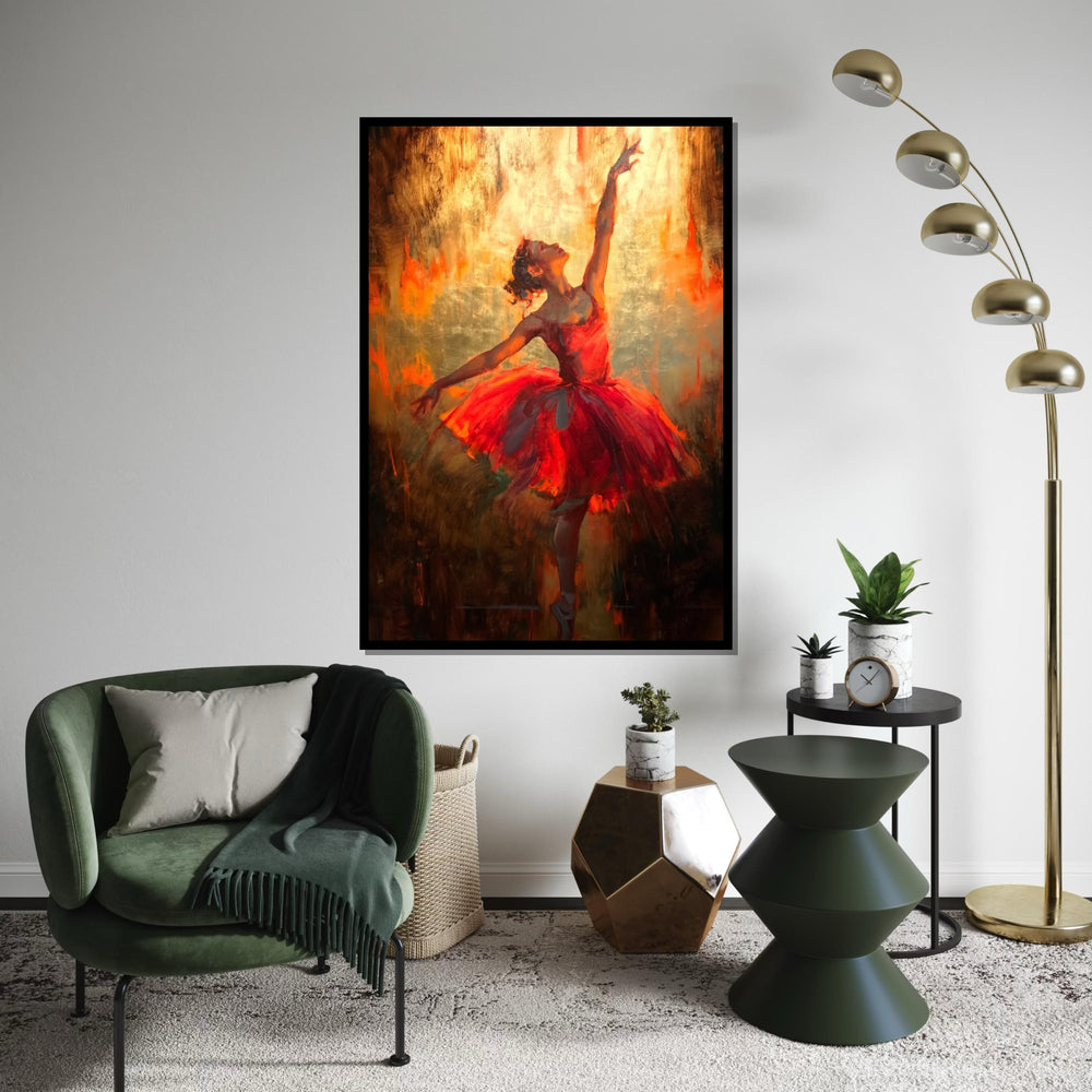 Elegant Ballerina Canvas, Dance Wall Art, Red Dress Ballet Print, Ballet Dancer Poster, Wall Art Canvas Design, Ready To Hang Decor