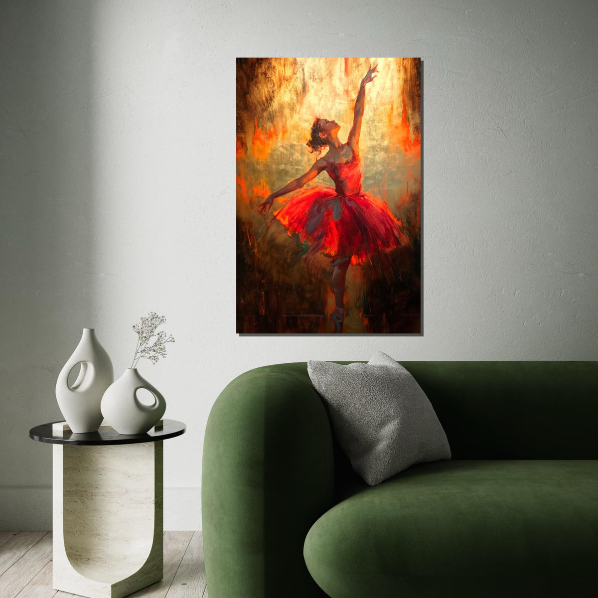 Elegant Ballerina Canvas, Dance Wall Art, Red Dress Ballet Print, Ballet Dancer Poster, Wall Art Canvas Design, Ready To Hang Decor