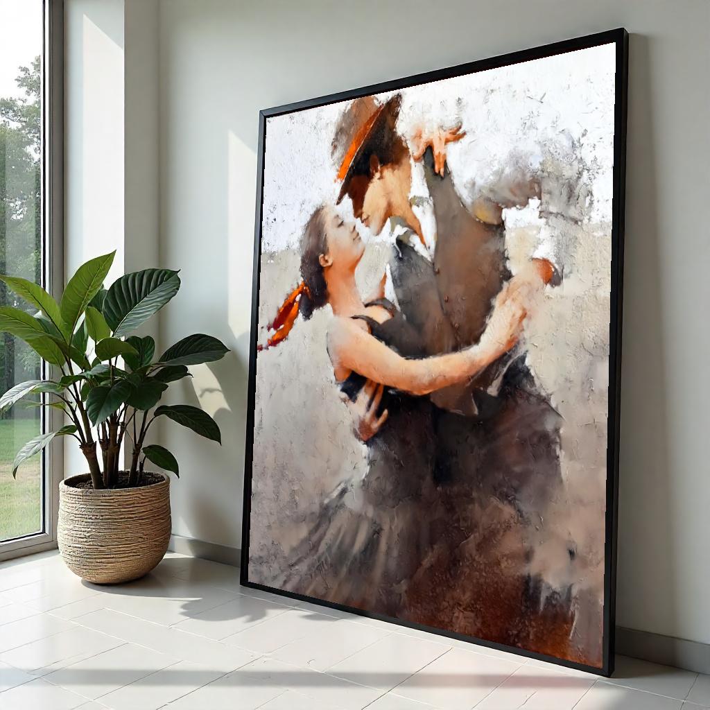 Passionate Dance Canvas, Romantic Dance Wall Art, Couple Dance Print, Elegant Wall Art Canvas Design, Ready To Hang Decoration