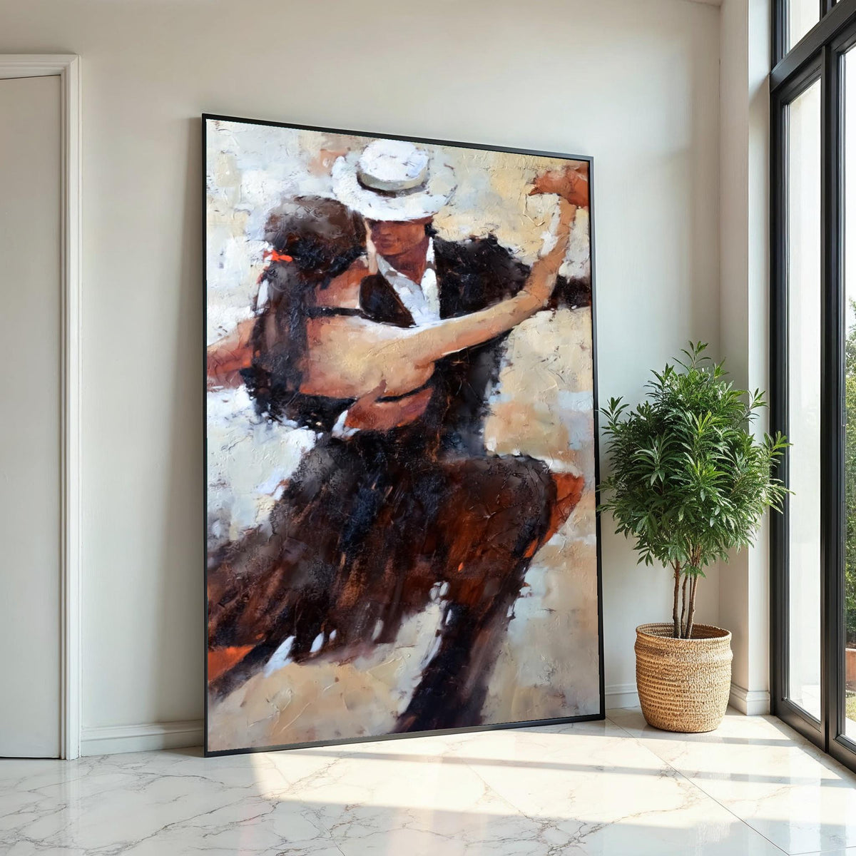 Tango Couple Canvas, Dance Art, Romantic Wall Art, Elegant Dance Print, Abstract Couple Canvas, Wall Art Design, Ready To Hang Decor