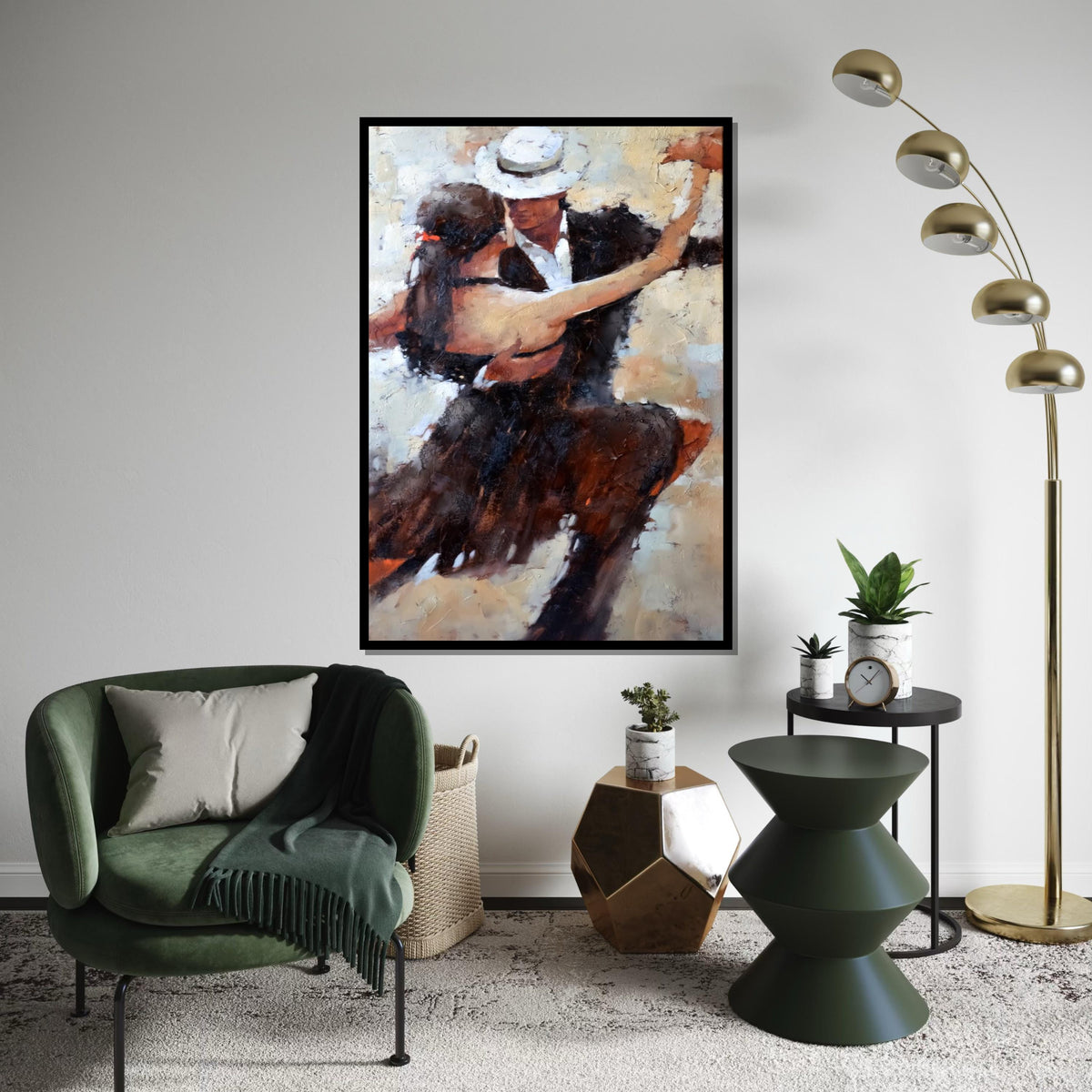 Tango Couple Canvas, Dance Art, Romantic Wall Art, Elegant Dance Print, Abstract Couple Canvas, Wall Art Design, Ready To Hang Decor