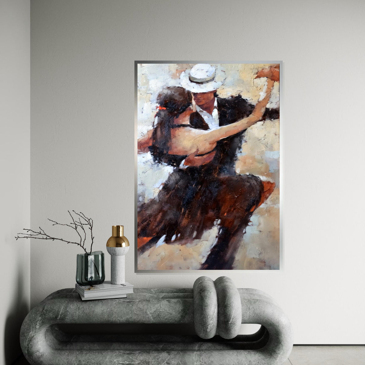 Tango Couple Canvas, Dance Art, Romantic Wall Art, Elegant Dance Print, Abstract Couple Canvas, Wall Art Design, Ready To Hang Decor