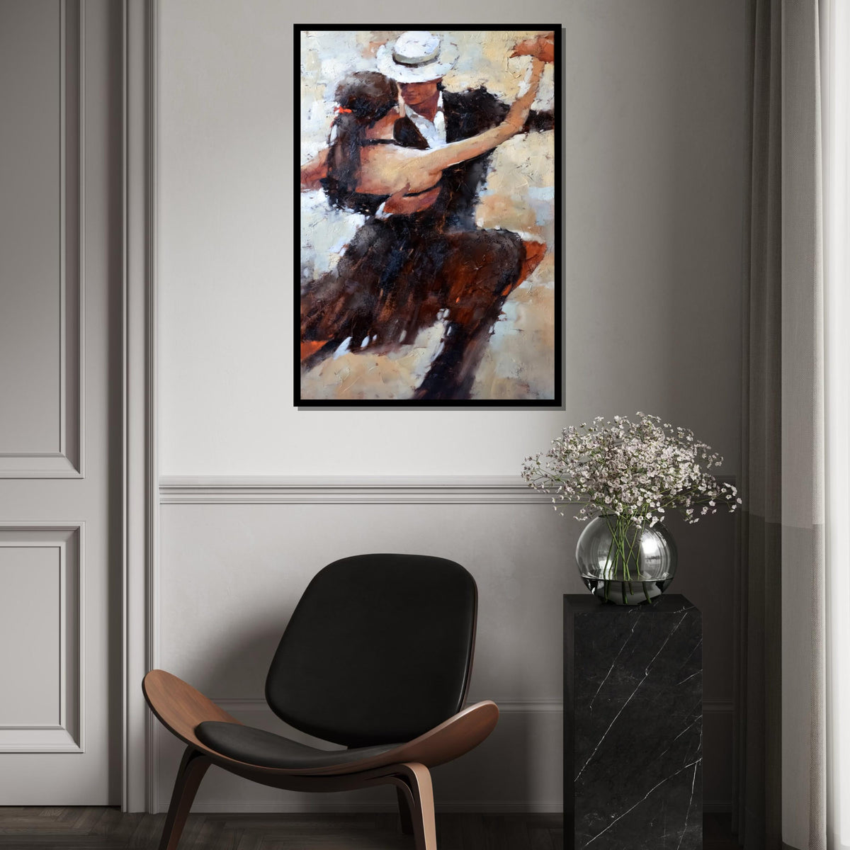 Tango Couple Canvas, Dance Art, Romantic Wall Art, Elegant Dance Print, Abstract Couple Canvas, Wall Art Design, Ready To Hang Decor