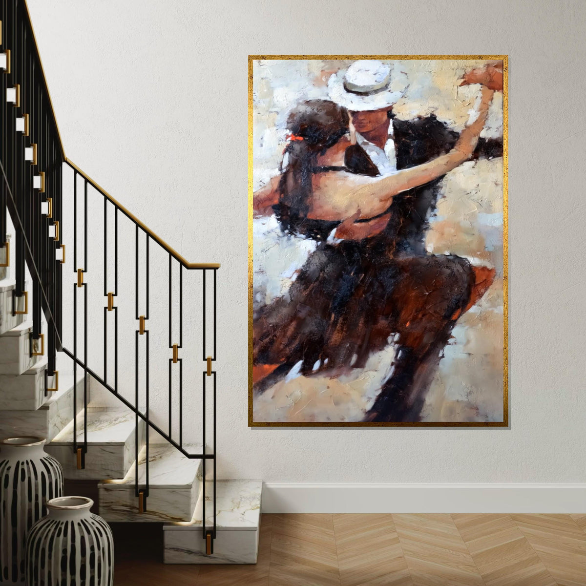Tango Couple Canvas, Dance Art, Romantic Wall Art, Elegant Dance Print, Abstract Couple Canvas, Wall Art Design, Ready To Hang Decor