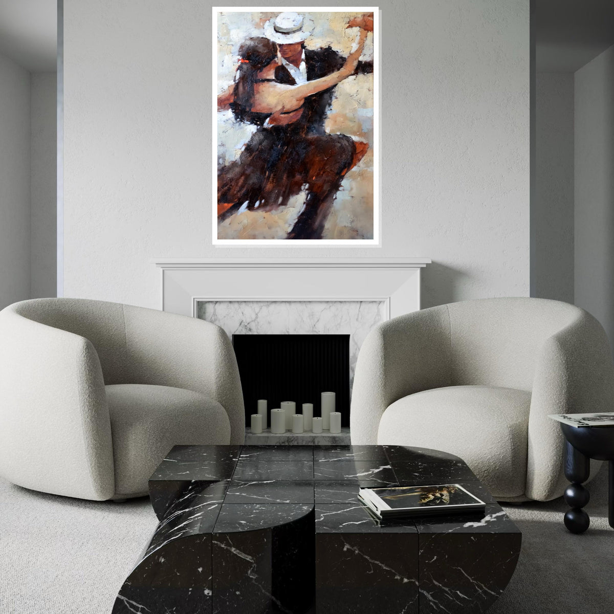 Tango Couple Canvas, Dance Art, Romantic Wall Art, Elegant Dance Print, Abstract Couple Canvas, Wall Art Design, Ready To Hang Decor