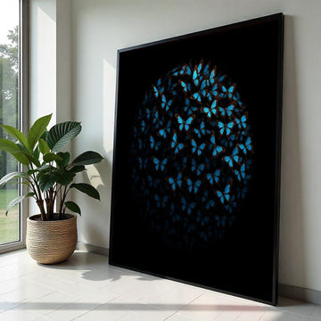 Blue Butterfly Sphere, Butterfly Canvas Art, Nature Wall Art, Butterfly Poster, Wall Art Canvas Design, Ready to Hang Decoration