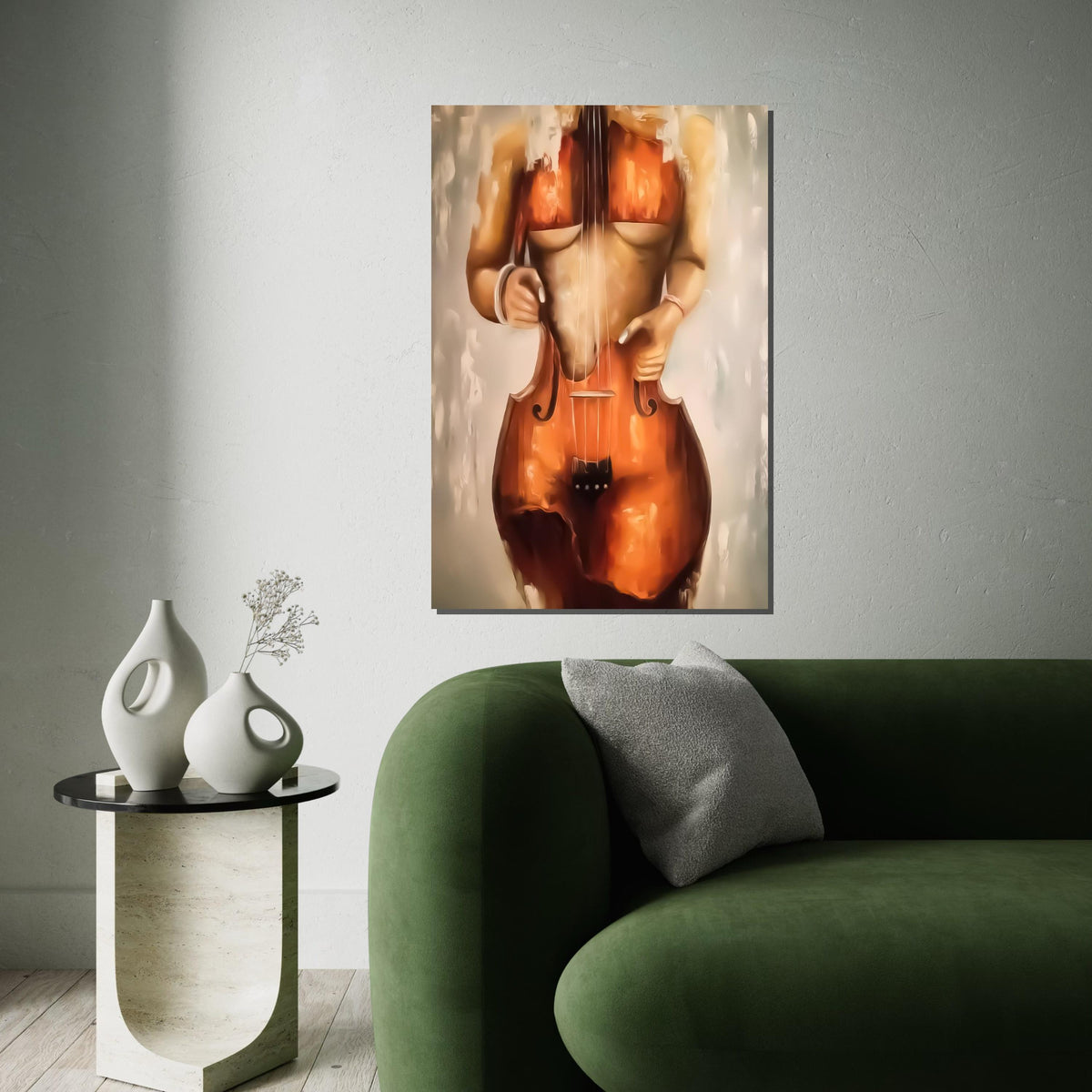 Cello Woman Canvas, Surreal Music Art, Abstract Female Form, Wall Art Canvas Design, Elegant Home Décor, Ready To Hang Decoration