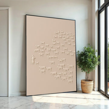 Shepherd and Sheep Canvas, Jesus Art, Pastoral Scene Wall Art, Spiritual Canvas Design, Ready to Hang Decoration, Print Art