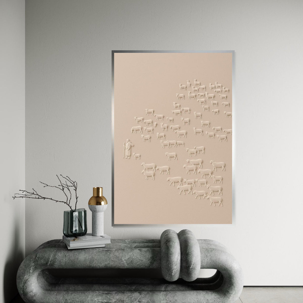 Shepherd and Sheep Canvas, Jesus Art, Pastoral Scene Wall Art, Spiritual Canvas Design, Ready to Hang Decoration, Print Art
