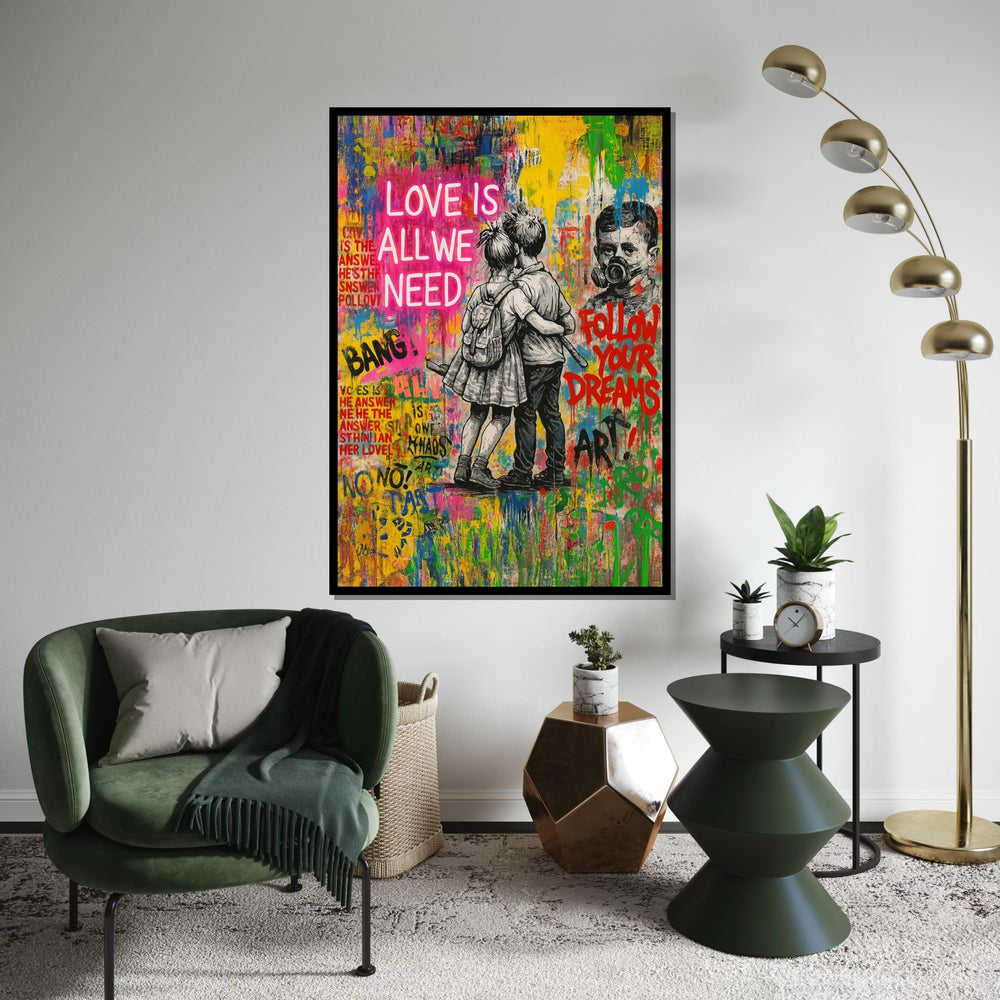 Love Quote Graffiti Canvas, Banksy Style Art, Kids Wall Art, Urban Street Art Canvas, Wall Art Canvas Design, Ready to Hang Decoration