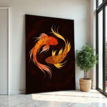Colorful Koi Fish Canvas, Goldfish Art Print, Aquatic Wall Art, Zen Decor, Wall Art Canvas Design, Ready To Hang Decoration