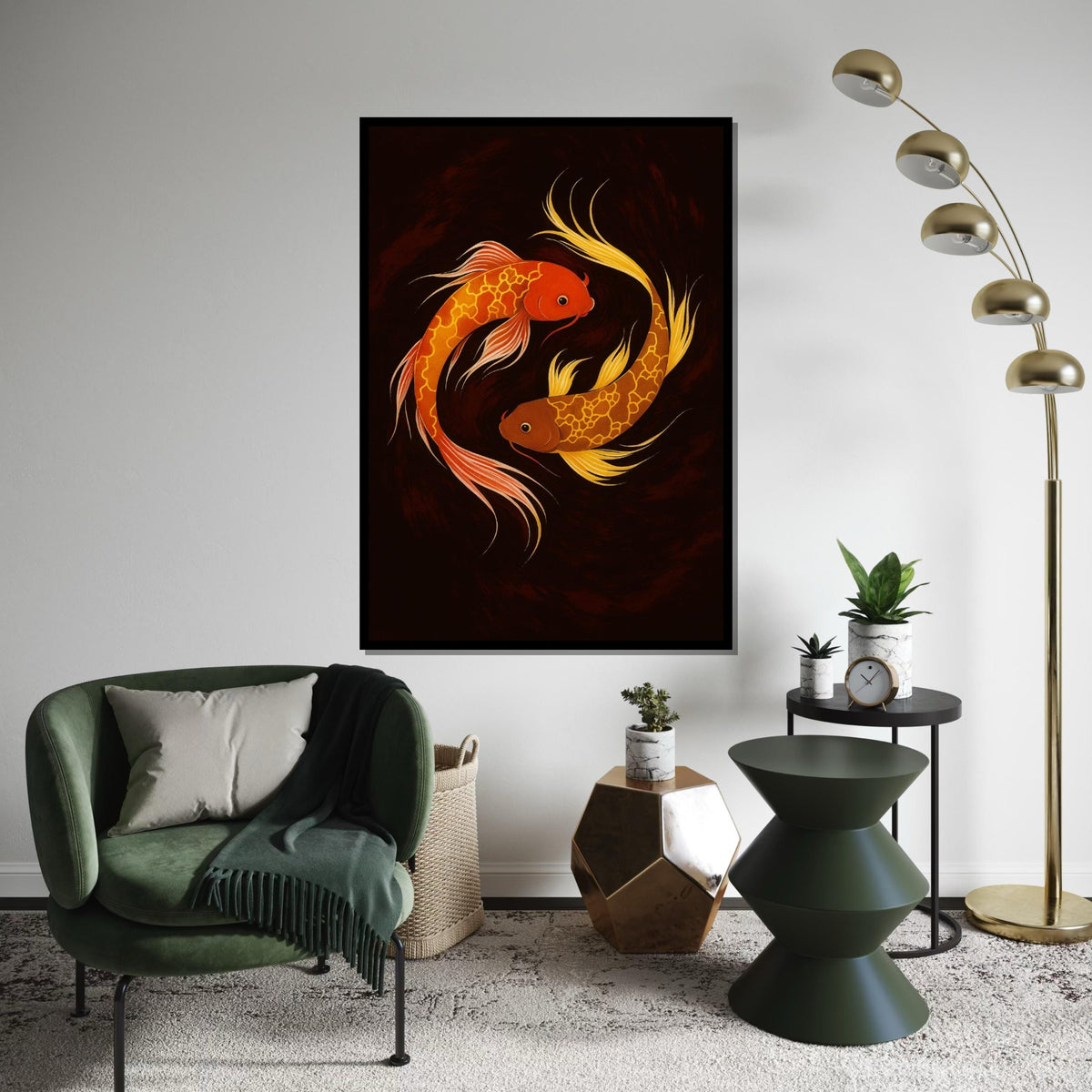 Colorful Koi Fish Canvas, Goldfish Art Print, Aquatic Wall Art, Zen Decor, Wall Art Canvas Design, Ready To Hang Decoration