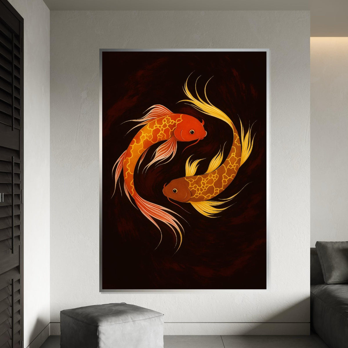 Colorful Koi Fish Canvas, Goldfish Art Print, Aquatic Wall Art, Zen Decor, Wall Art Canvas Design, Ready To Hang Decoration