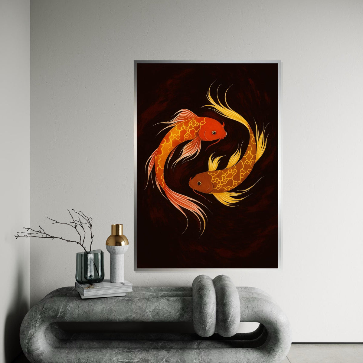 Colorful Koi Fish Canvas, Goldfish Art Print, Aquatic Wall Art, Zen Decor, Wall Art Canvas Design, Ready To Hang Decoration