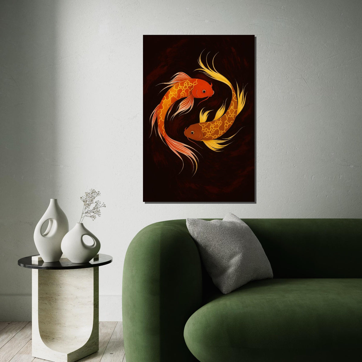 Colorful Koi Fish Canvas, Goldfish Art Print, Aquatic Wall Art, Zen Decor, Wall Art Canvas Design, Ready To Hang Decoration