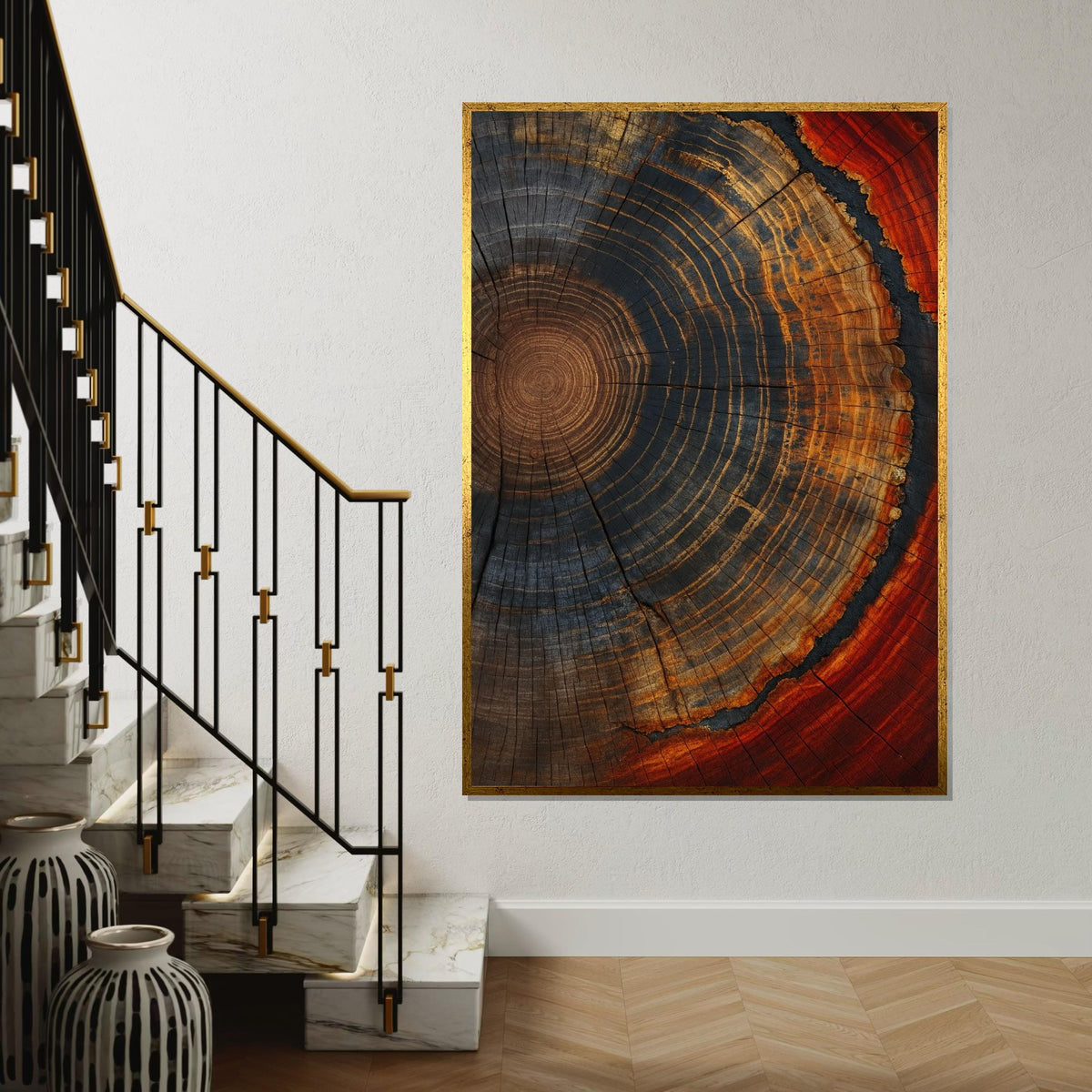 Tree Rings Canvas, Abstract Wood Wall Art, Nature Pattern Print, Rustic Wall Art Canvas Design, Ready to Hang Decoration