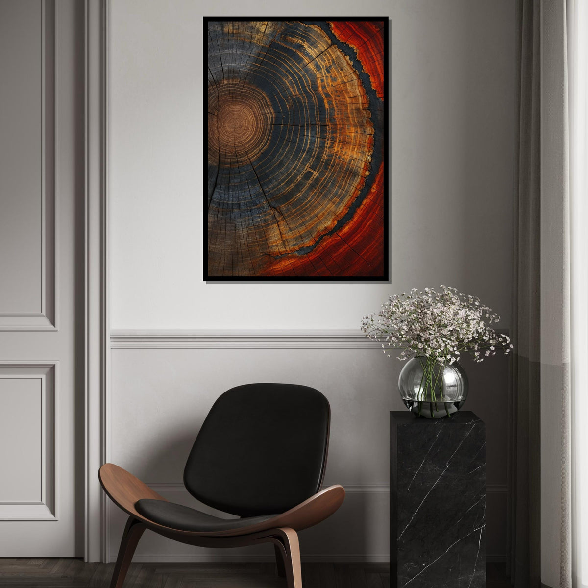Tree Rings Canvas, Abstract Wood Wall Art, Nature Pattern Print, Rustic Wall Art Canvas Design, Ready to Hang Decoration