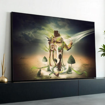Surreal Camel Oasis, Dreamy Landscape Canvas Art, Nature Wall Print, Surrealism Canvas, Wall Art Design, Ready to Hang Decoration