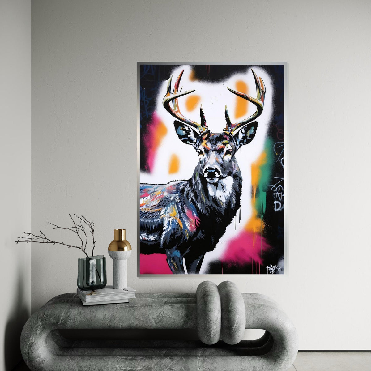 Multicolor Stag Canvas, Deer Wall Art, Vibrant Animal Art, Stag Head Print, Wall Art Canvas Design, Ready To Hang Decoration