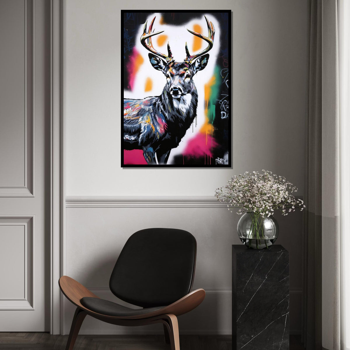 Multicolor Stag Canvas, Deer Wall Art, Vibrant Animal Art, Stag Head Print, Wall Art Canvas Design, Ready To Hang Decoration