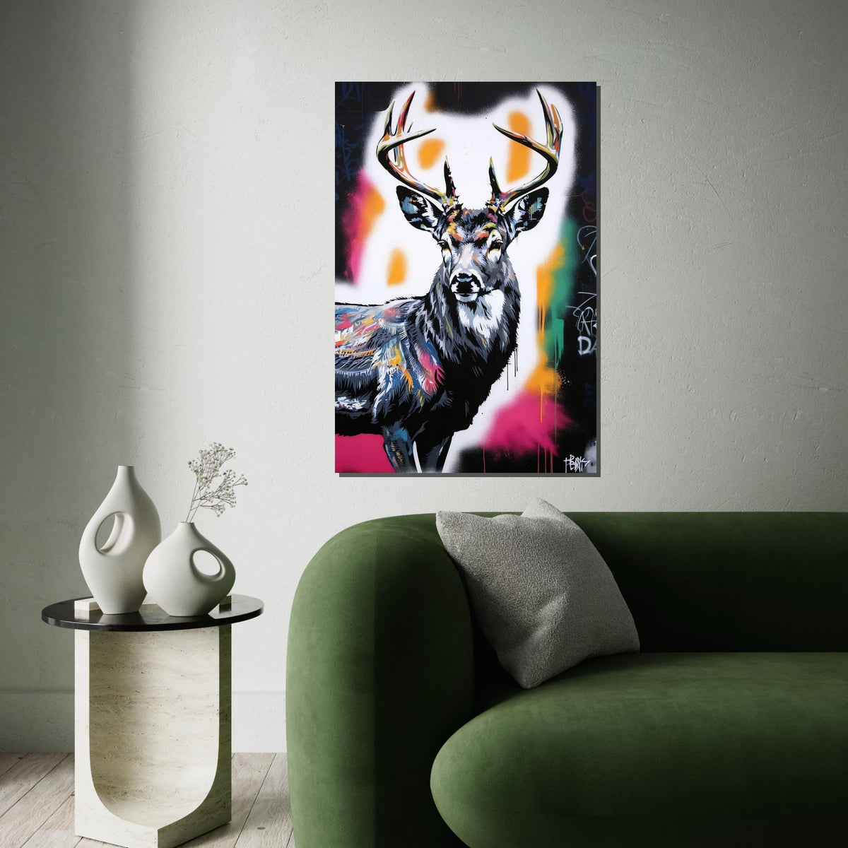 Multicolor Stag Canvas, Deer Wall Art, Vibrant Animal Art, Stag Head Print, Wall Art Canvas Design, Ready To Hang Decoration