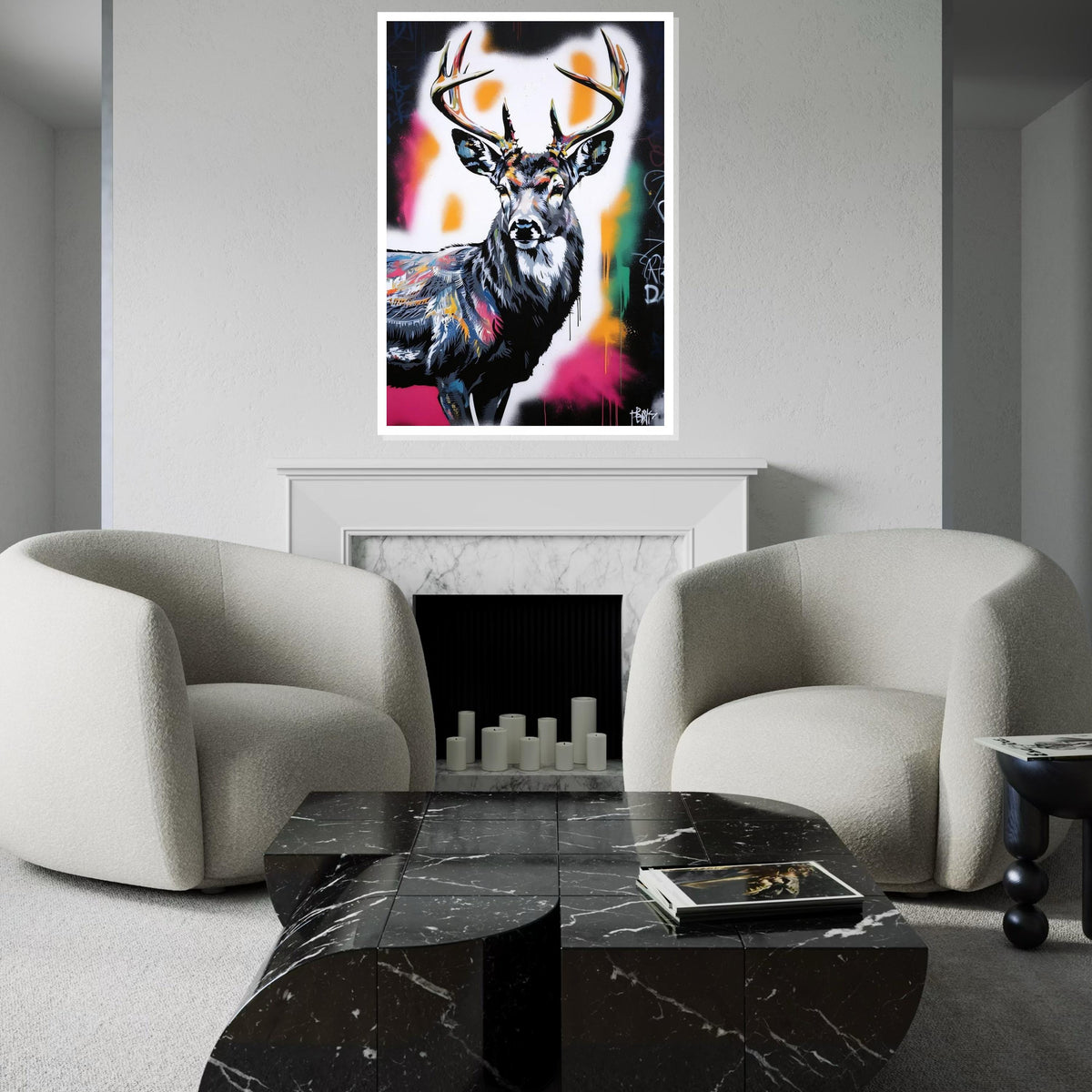 Multicolor Stag Canvas, Deer Wall Art, Vibrant Animal Art, Stag Head Print, Wall Art Canvas Design, Ready To Hang Decoration
