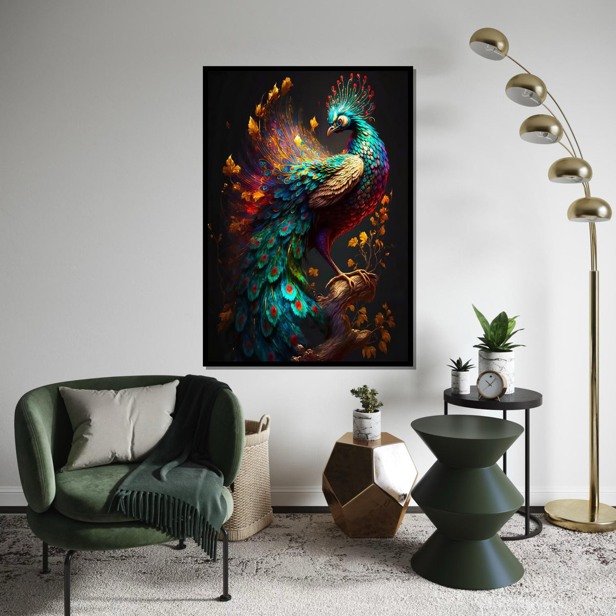 Majestic Peacock Canvas, Vibrant Peacock Wall Art, Multicolor Bird Print, Wall Art Canvas Design, Ready to Hang Decoration